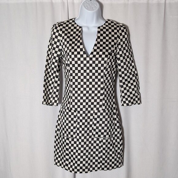 ARK & CO artistic SHIFT dress Sz S 3/4 Sleeves FRONT POCKETS COTTON STUNNINNG - Picture 1 of 10